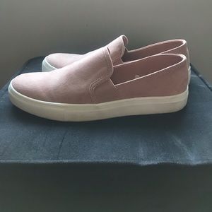 Pink suede sneakers